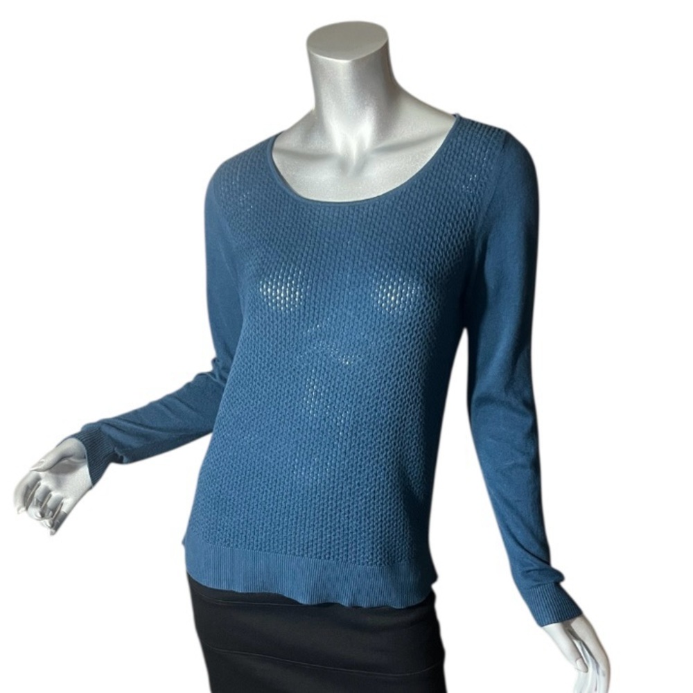 Ann Taylor Small Blue Scoop Neck Lightweight Thin Knit Soft Sweater